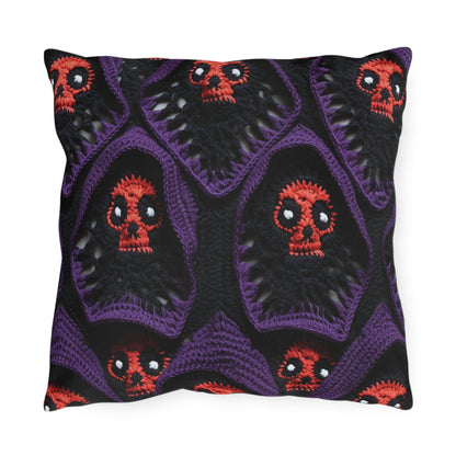 Grim Reaper Crochet Halloween Fright Scare Ghoul Fantasy Horror - Outdoor Pillows