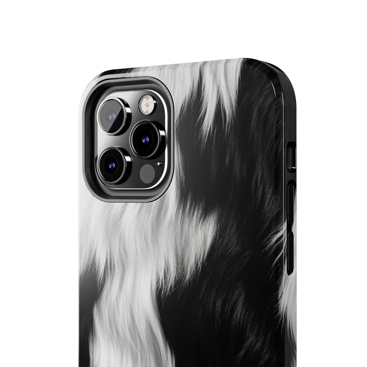 Cowhide on Hair Leather - Black and White - Designer Style - Tough Phone Cases