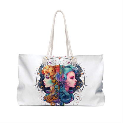 Graffiti Gemini Zodiac Sign - Astrology, Twins Symbol - Weekender Bag