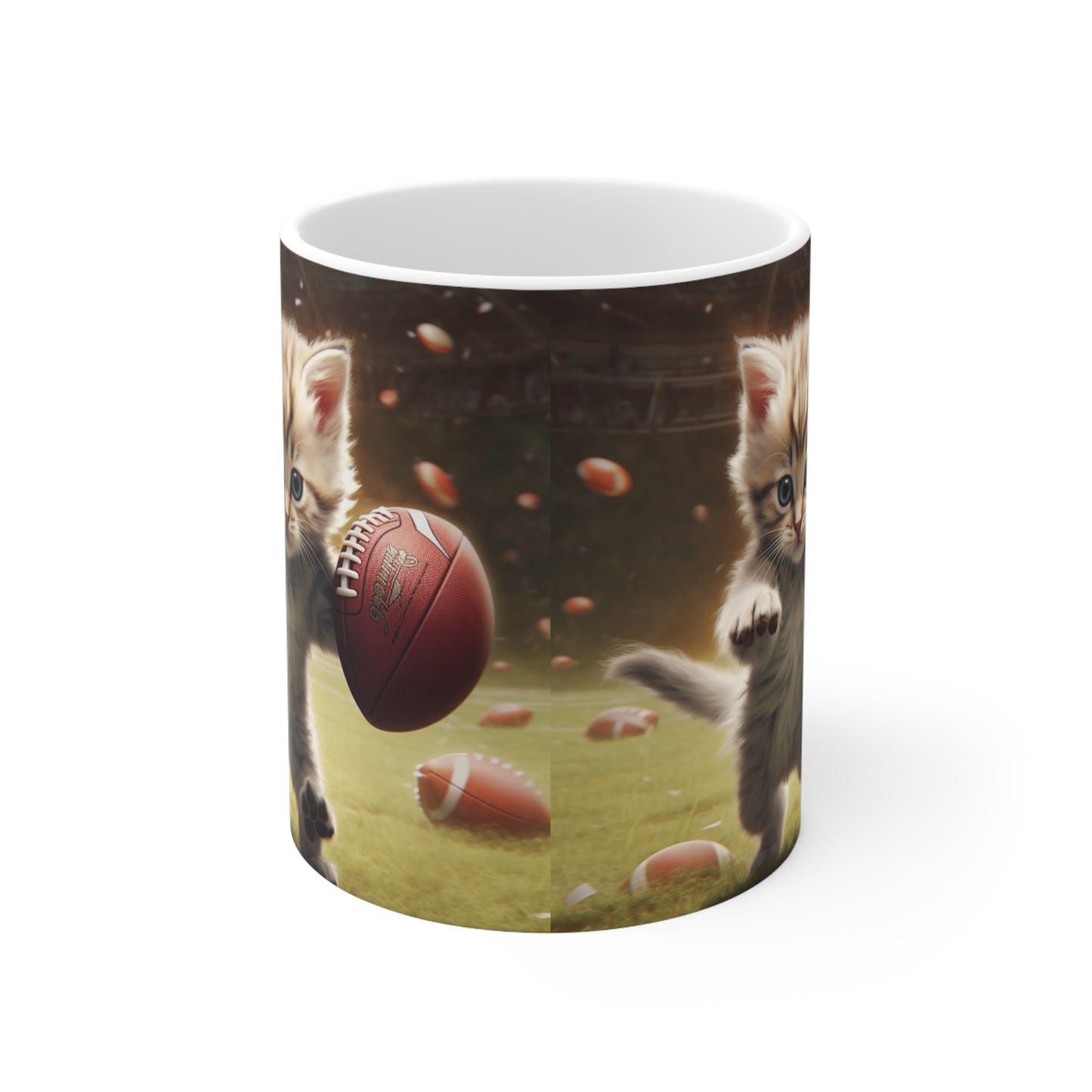 Football Kitty Fantasy: Feline Cat American Sport Quarterback - Ceramic Mug 11oz