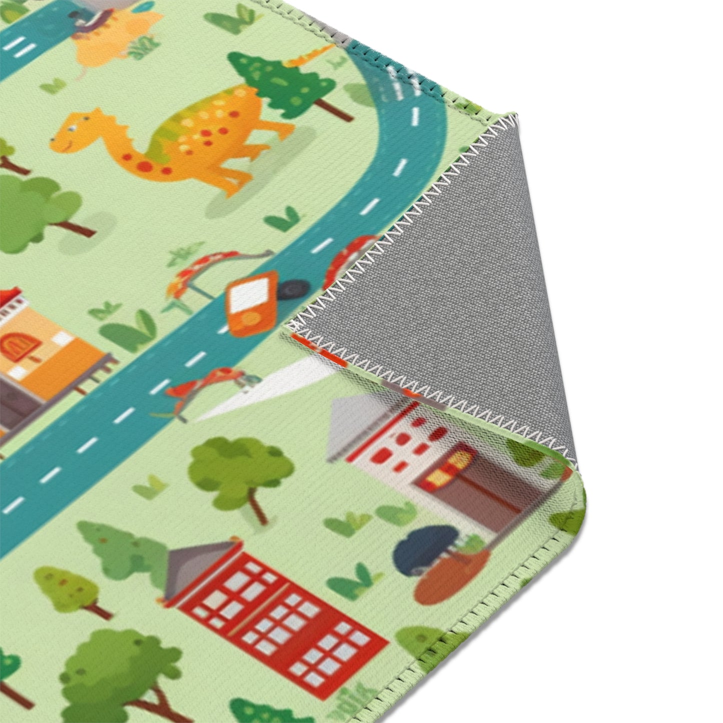 Jurassic Adventure: Children's Dinosaur Town, Vehicle Roadway Play - Area Rugs