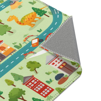 Jurassic Adventure: Children's Dinosaur Town, Vehicle Roadway Play - Area Rugs