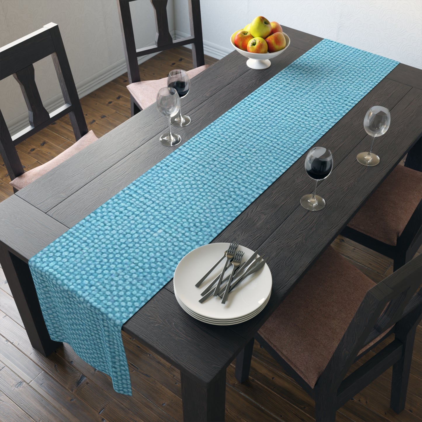 Bright Aqua Teal: Denim-Inspired Refreshing Blue Summer Fabric - Table Runner (Cotton, Poly)