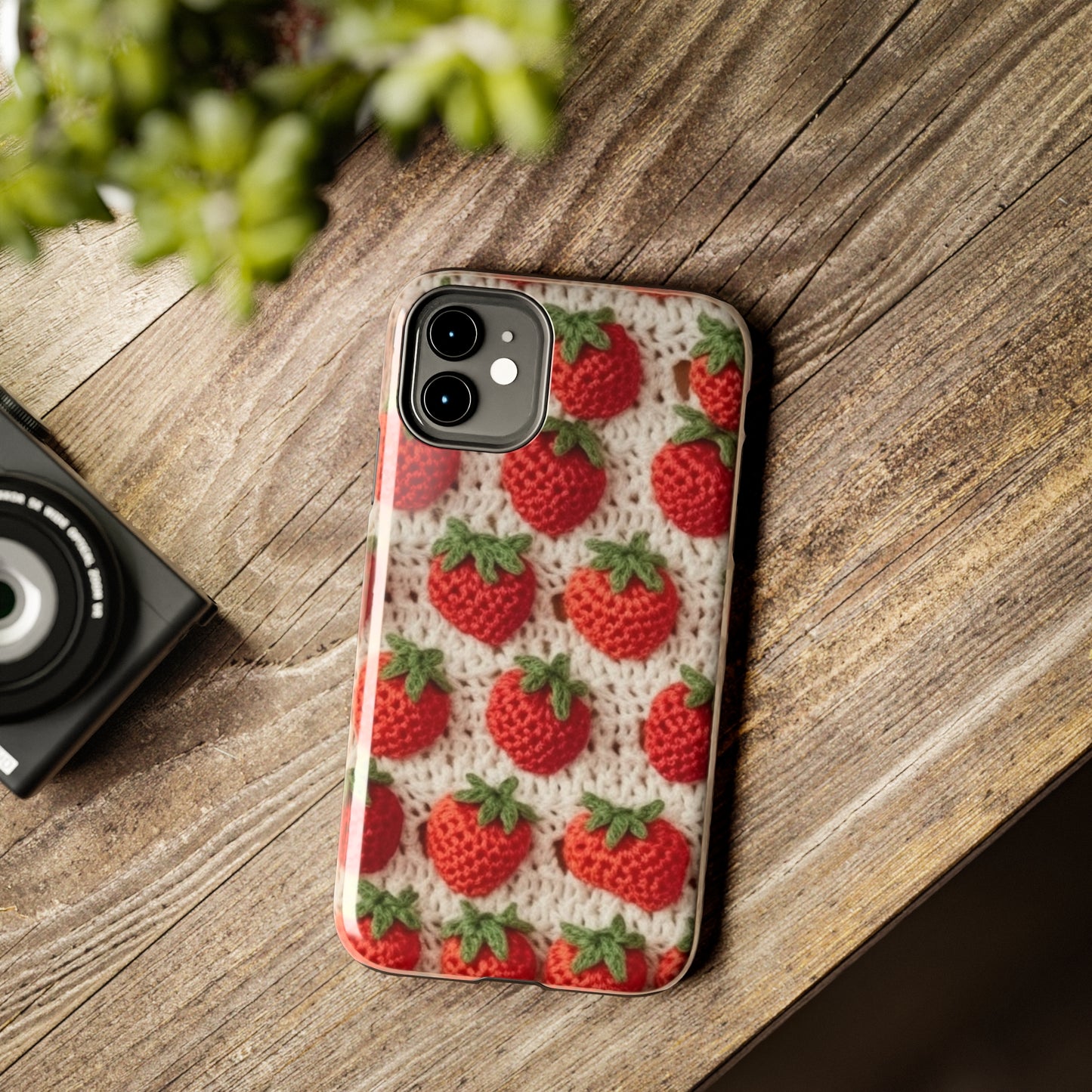 Strawberry Traditional Japanese, Crochet Craft, Fruit Design, Red Berry Pattern - Tough Phone Cases