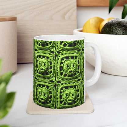 Halloween Green Alien Crochet Galactic Space Zombie Style - Taza de cerámica 11oz 