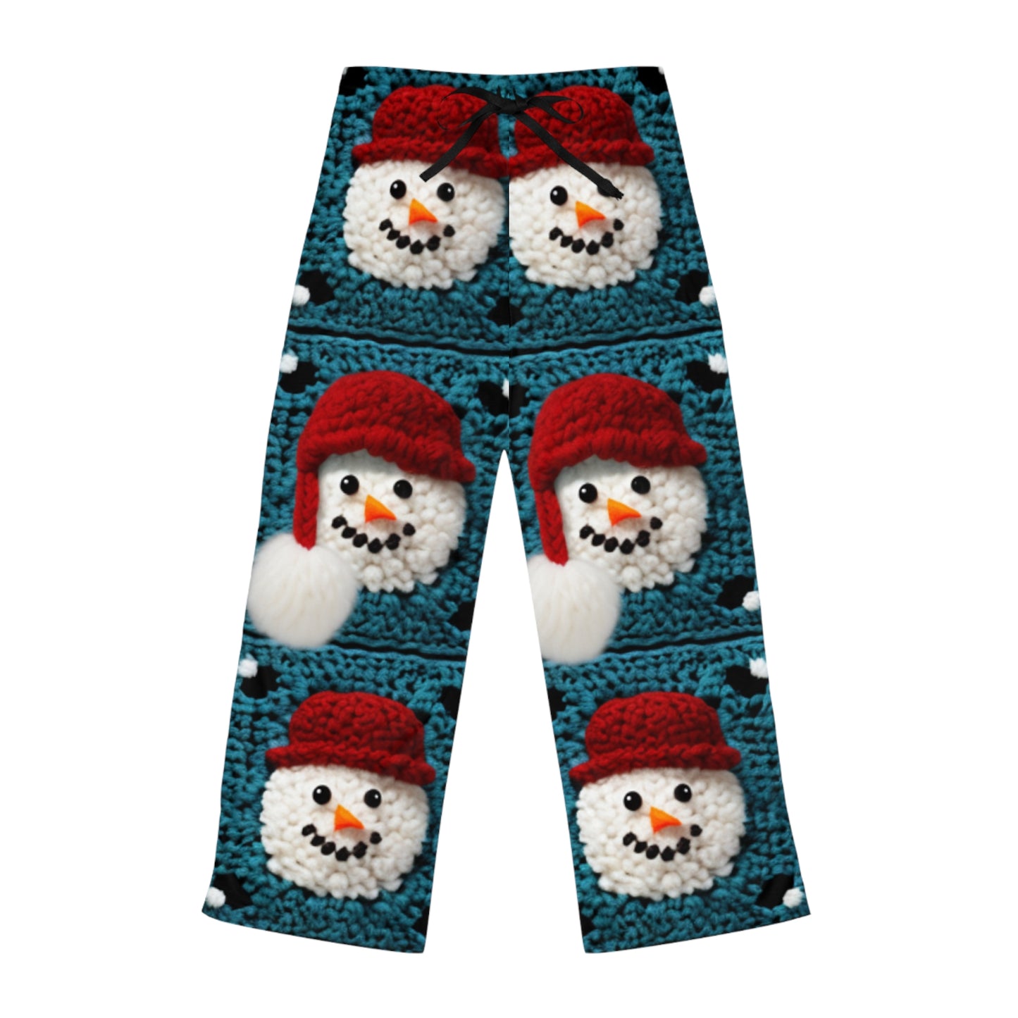 Snowman Crochet Craft, Festive Yuletide Cheer, Winter Wonderland - Women's Pajama Pants (AOP)