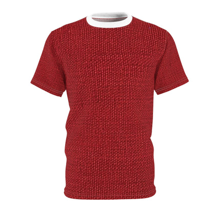 Rojo rubí atrevido: estilo de tela apasionado e inspirado en la mezclilla - Camiseta unisex cortada y cosida (AOP)