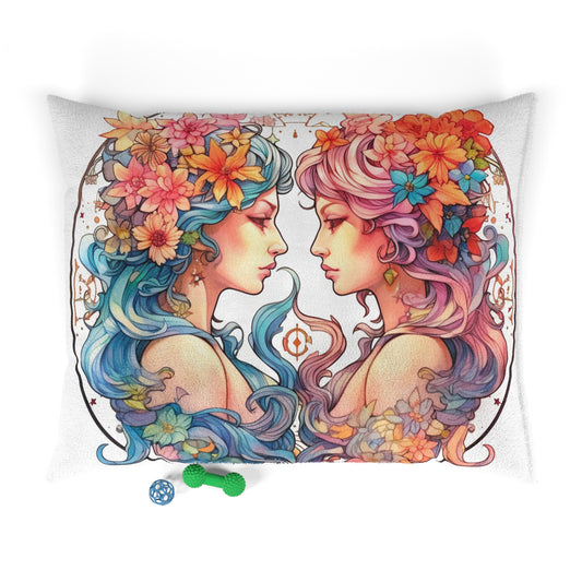 Zodiac Gemini Clipart - Twins Symbol, Whimsical Comic Style - Pet Bed