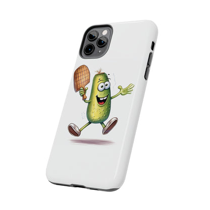 Pickle Player Action: Cartoon Swinging Pickleball Paddle - Sporty Charm - Tough Phone Cases