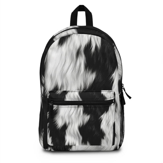 Cowhide on Hair Leather - Black and White - Designer Style - Backpack