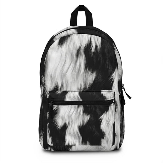 Piel de vacuno sobre cuero de pelo - Blanco y negro - Estilo de diseñador - Mochila 