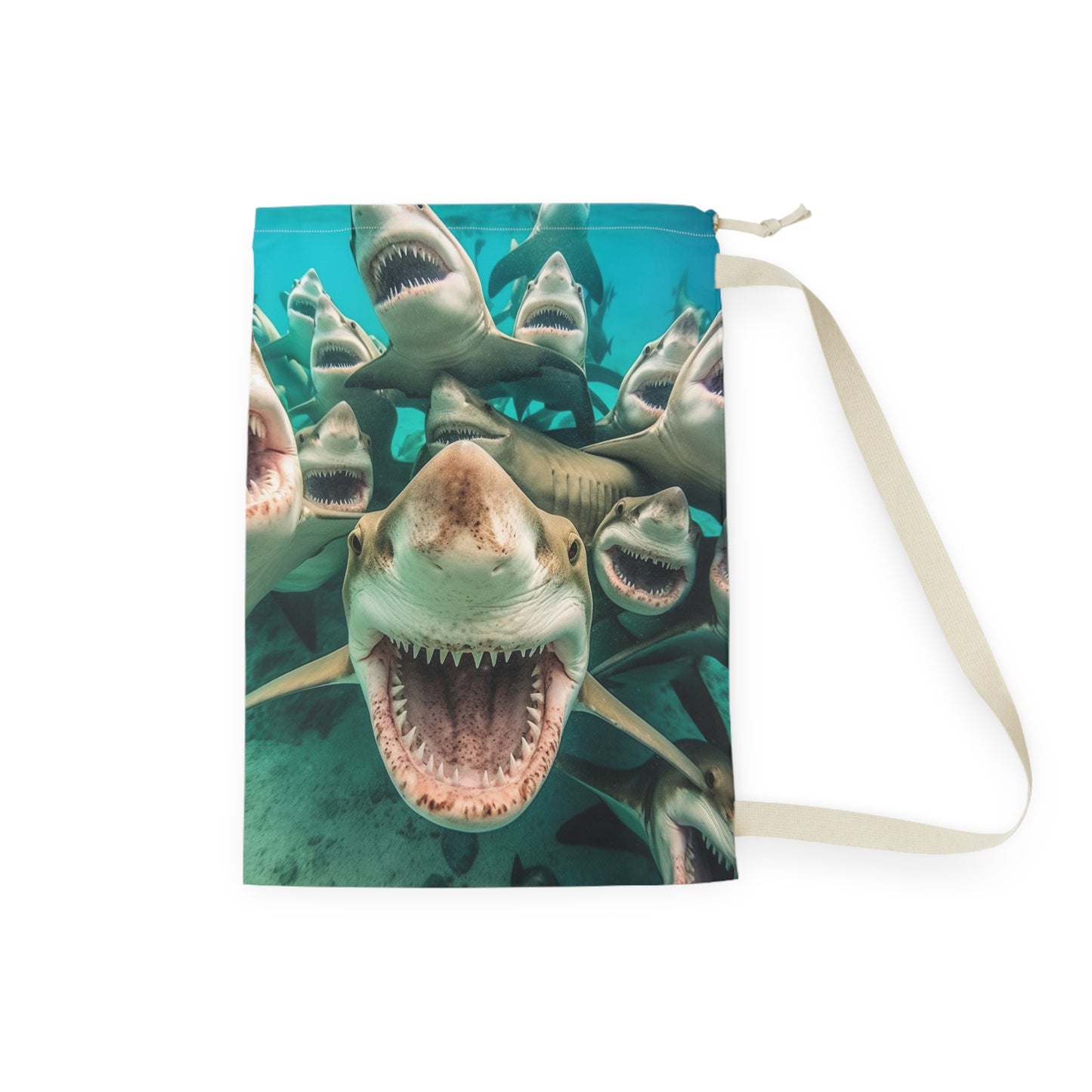 Laughing Lemon Sharks: Joyful Sea Jaws Ocean Deep - Laundry Bag