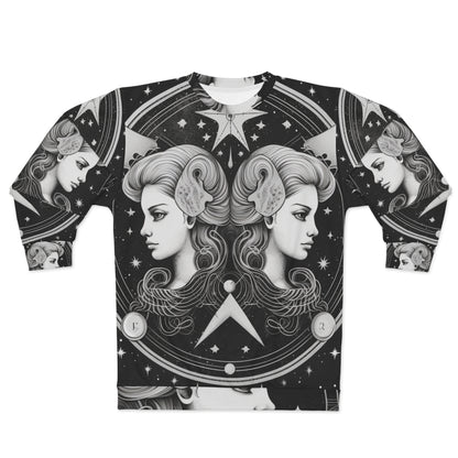 Gemini Zodiac Twins Design - Celestial Astrology Theme - Unisex Sweatshirt (AOP)