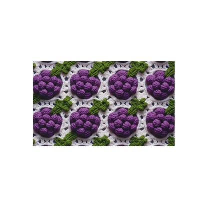 Crochet Grapes Pattern - Granny Square Design - Fresh Fruit Pick - Orchard Purple Snack Food - Outdoor Rug