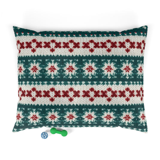 Christmas Knit Crochet Holiday, Festive Yuletide Pattern, Winter Season - Dog & Pet Bed