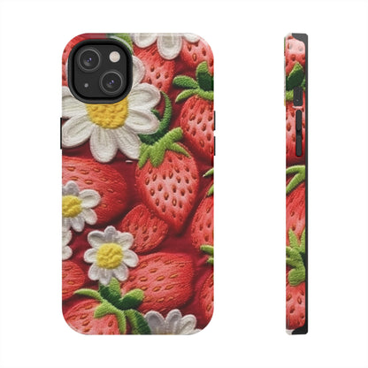 Strawberry Strawberries Embroidery Design - Fresh Pick Red Berry Sweet Fruit - Tough Phone Cases