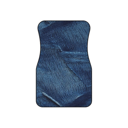 Dark Blue: Distressed Denim-Inspired Fabric Design - Car Mats (Set of 4)