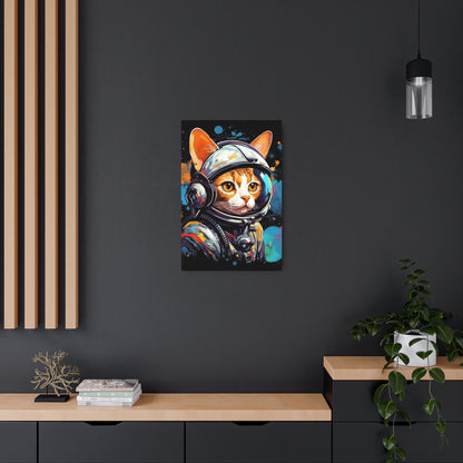 Astro Cat Adventure Feline - Pop Art, Floating in Cosmic Space - Metal Art Sign