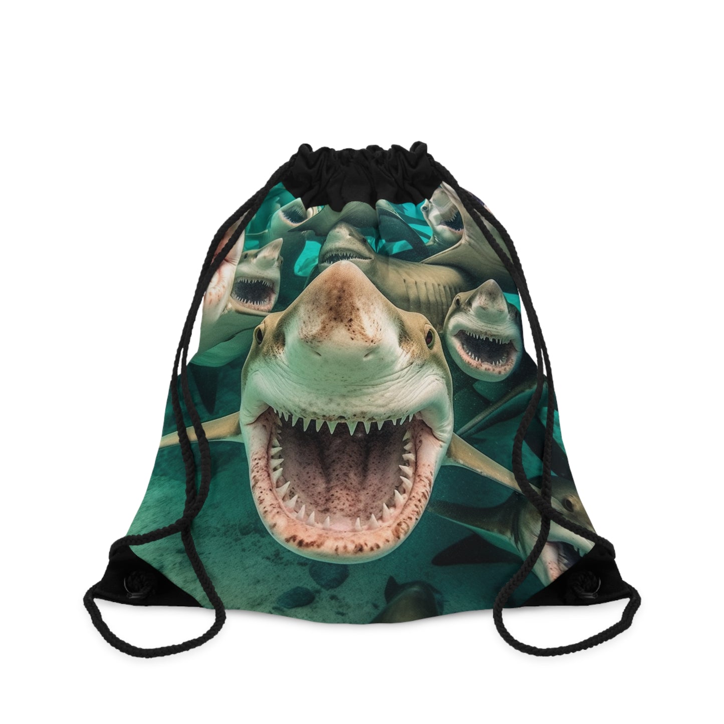 Laughing Lemon Sharks: Joyful Sea Jaws Ocean Deep - Drawstring Bag