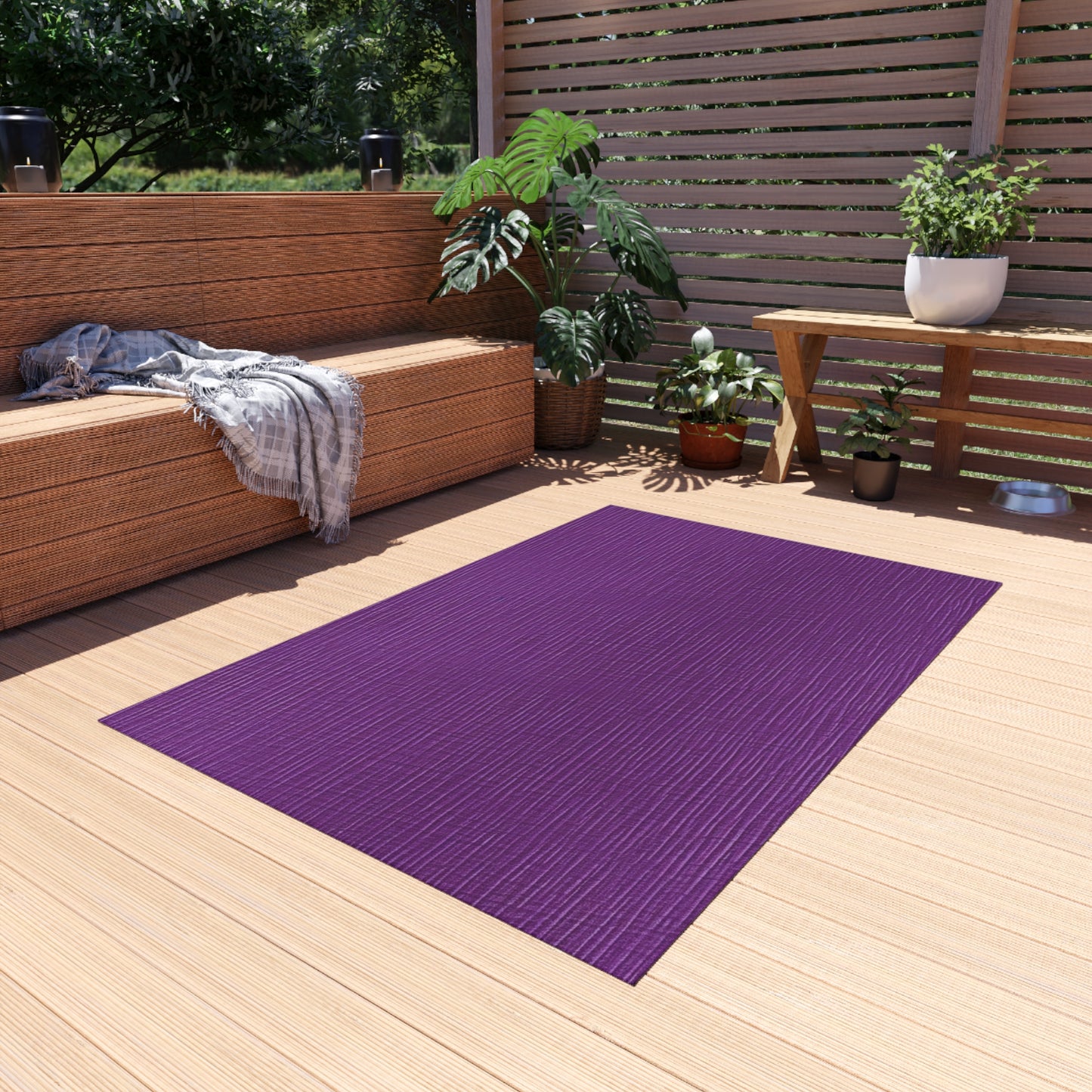 Violet/Plum/Purple: Denim-Inspired Luxurious Fabric - Outdoor Rug