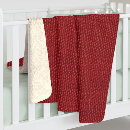 Bold Ruby Red: Denim-Inspired, Passionate Fabric Style - Sherpa Fleece Blanket