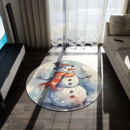 Frosty Winter Snowman Christmas - Round Rug