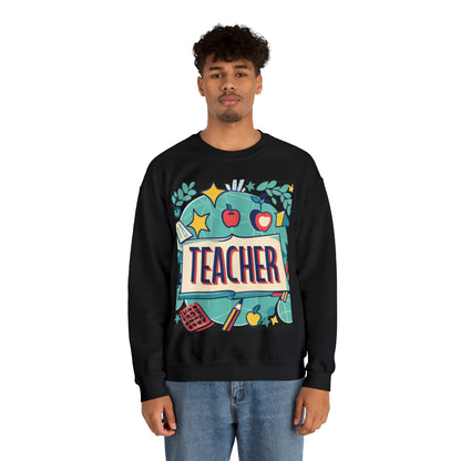 Teacher Schoolhouse Nostalgia Retro Educator Classroom - Sudadera unisex Heavy Blend™ con cuello redondo 