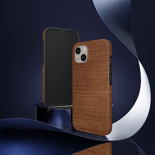 Marrón oscuro de lujo: tela con textura distintiva inspirada en la mezclilla - Estuches resistentes para teléfonos