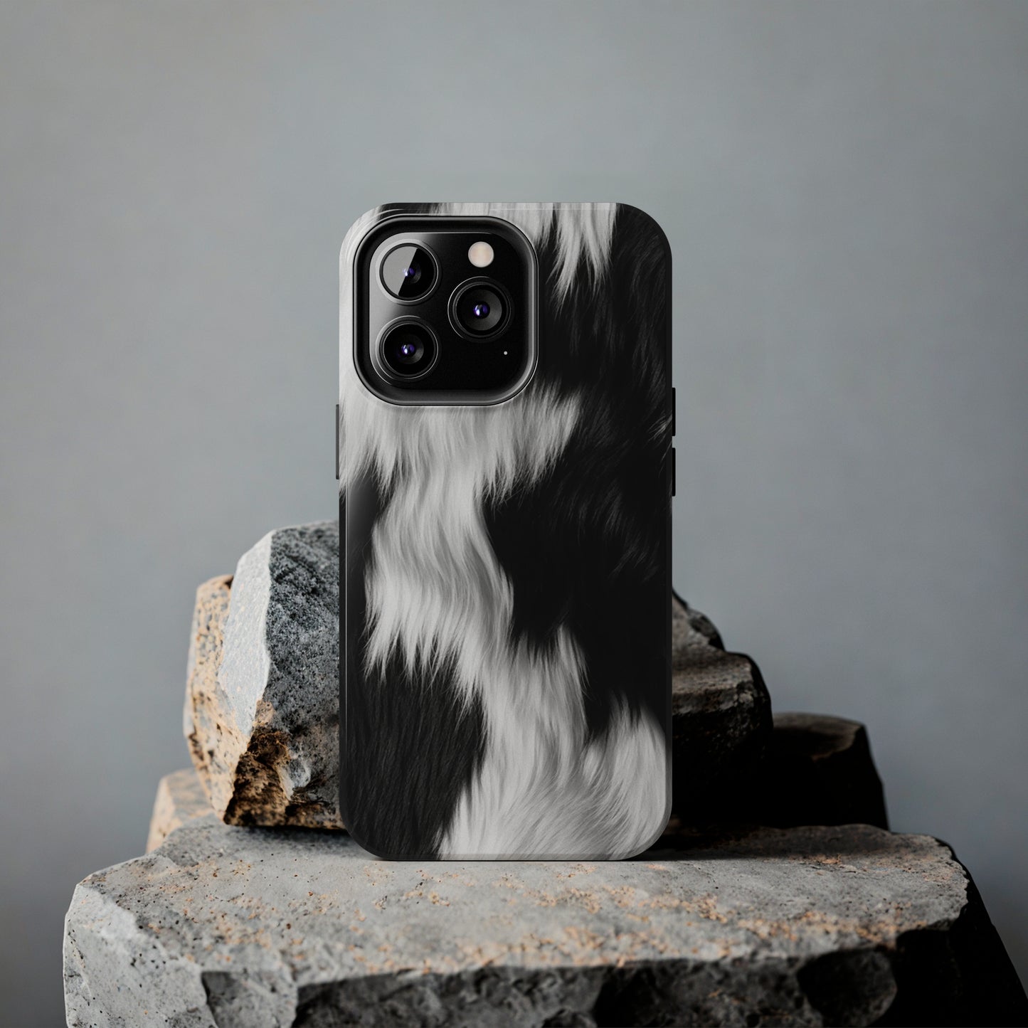 Cowhide on Hair Leather - Black and White - Designer Style - Tough Phone Cases