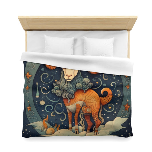 Capricorn Zodiac Children's Book Style Humorous Design - Microfiber Duvet Cover