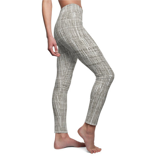 Silver Grey: Denim-Inspired, Contemporary Fabric Design - Women's Cut & Sew Casual Leggings (AOP)