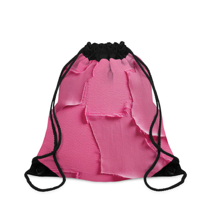 Distressed Neon Pink: Edgy, Ripped Denim-Inspired Doll Fabric - Drawstring Bag