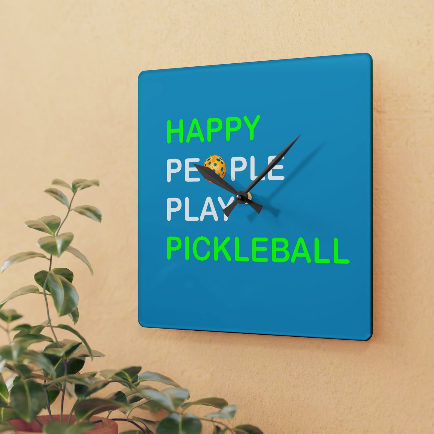 Happy People Play Pickleball - Acrylic Wall Clock