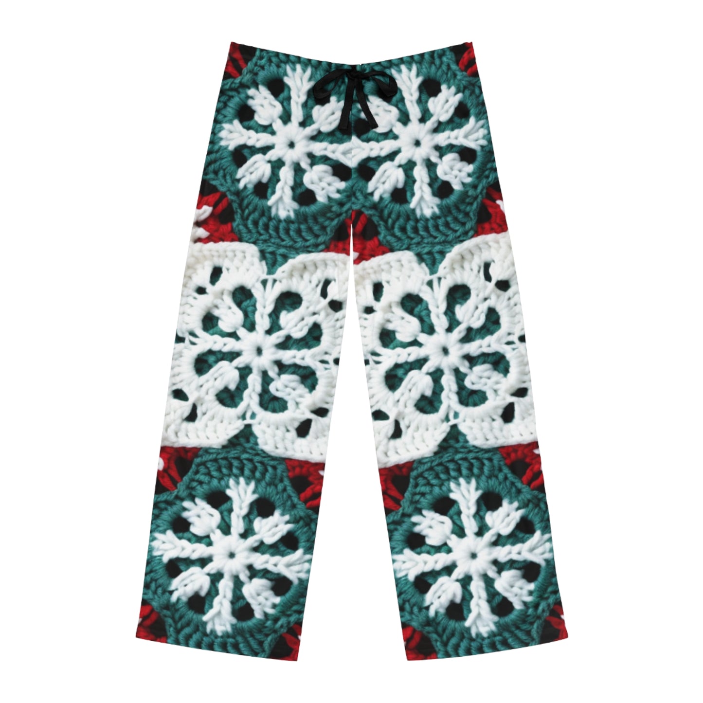 Christmas Snowflake Crochet, Festive Yuletide, Winter Wonderland Craft, Ice Crystal, Holiday Decor, Seasonal Adornments - Men's Pajama Pants (AOP)