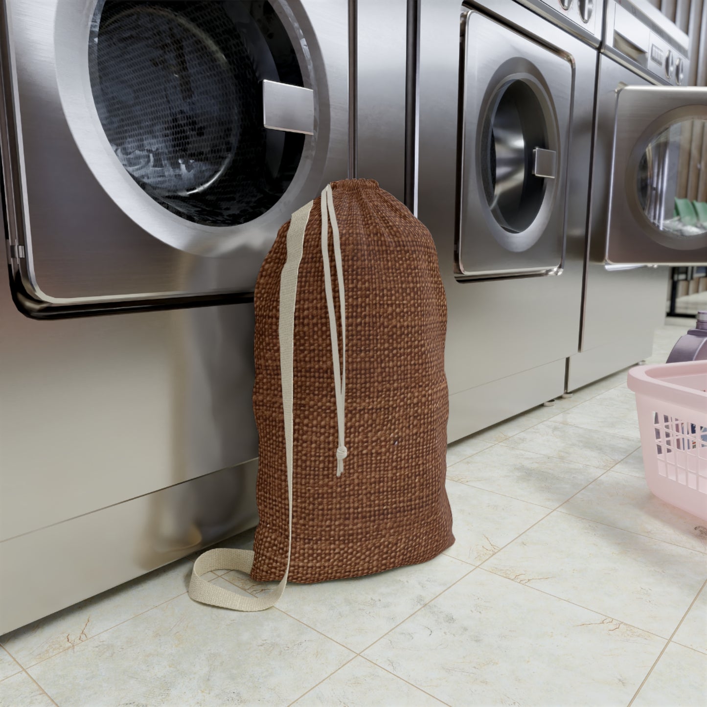 Luxe Dark Brown: Denim-Inspired, Distinctively Textured Fabric - Laundry Bag