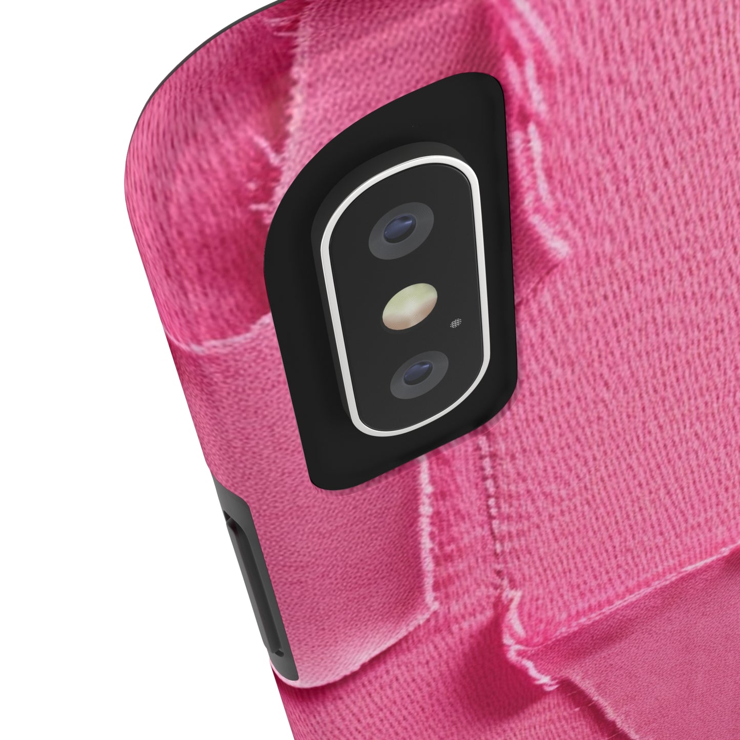 Distressed Neon Pink: Edgy, Ripped Denim-Inspired Doll Fabric - Tough Phone Cases