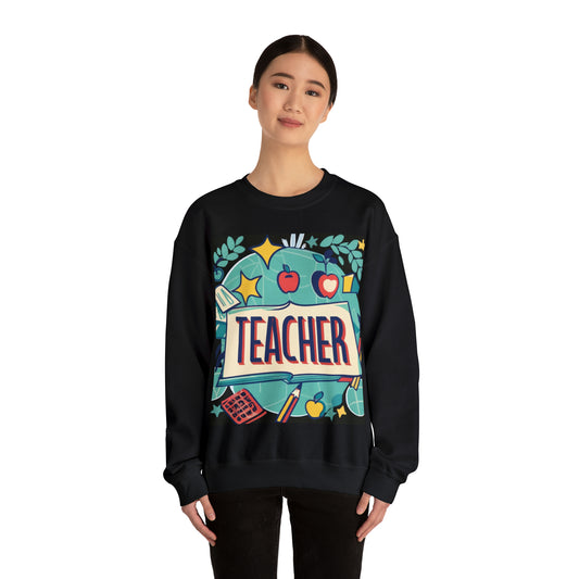 Teacher Schoolhouse Nostalgia Retro Educator Classroom - Unisex Heavy Blend™ Crewneck Sweatshirt