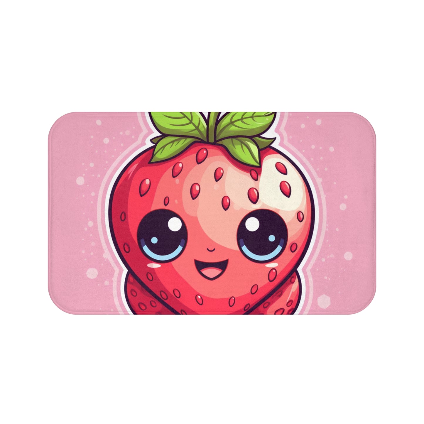 Kawaii Strawberry Adventure - Anime clásico de fruta japonesa tradicional - Obra de arte Otaku - Alfombra de baño