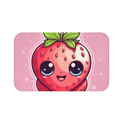 Kawaii Strawberry Adventure - Anime clásico de fruta japonesa tradicional - Obra de arte Otaku - Alfombra de baño