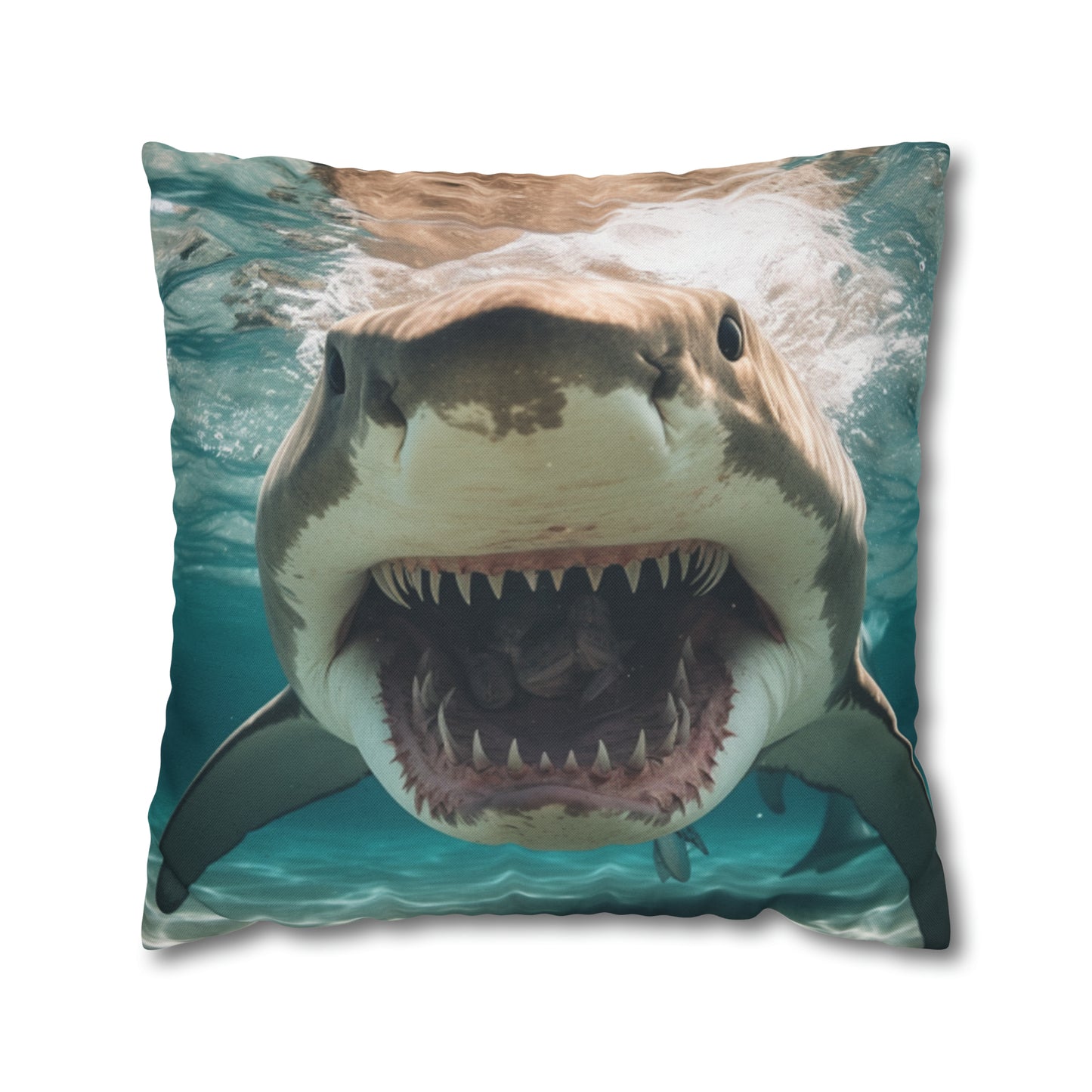 Bull Shark: River Monster Menace - Realistic Dark Water Predator - Spun Polyester Square Pillow Case