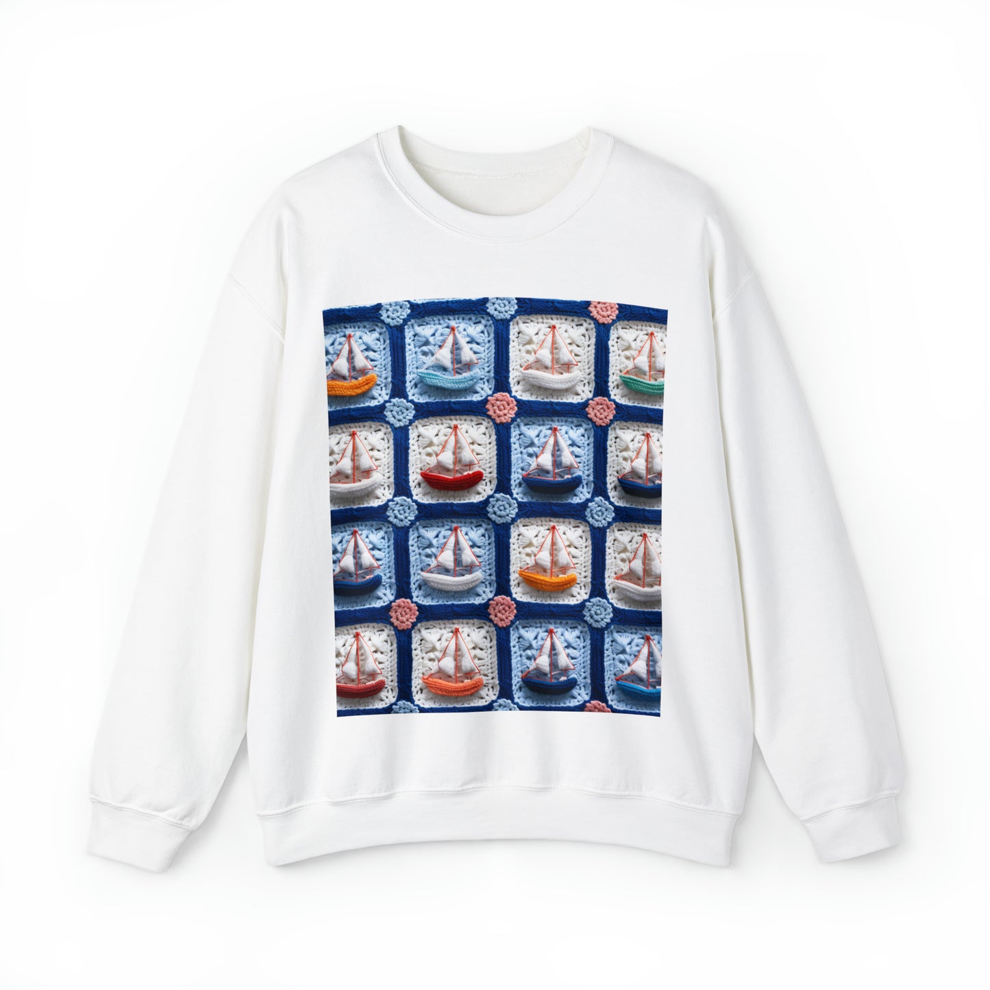 Crochet Boat Ship Sea Vessel Ocean Beach Travel Yacht Design - Unisex Heavy Blend™ Crewneck Sweatshirt