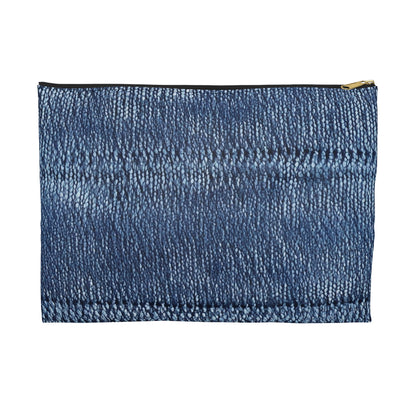 Indigo blue jean Denim Design Pattern Style - Accessory Pouch