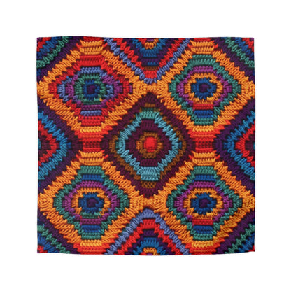 African Heritage Crochet, Vibrant Multicolored Design, Ethnic Craftwork - Microfiber Duvet Cover