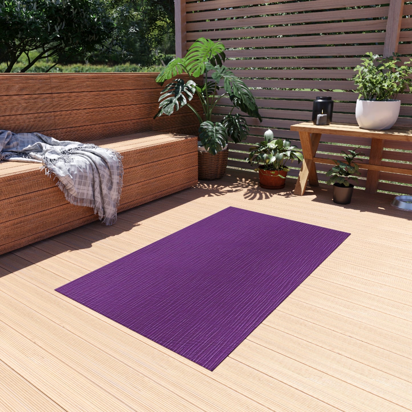 Violet/Plum/Purple: Denim-Inspired Luxurious Fabric - Outdoor Rug