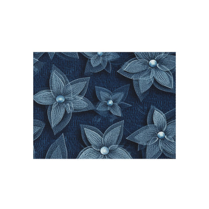 Hawaiian Flower Design - Denim-Inspired Decor Piece - Outdoor Rug