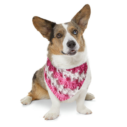 Hot Pink & White Knit, Vibrant Yarn Blend, Modern Chic Texture - Dog, Pet Bandana Collar