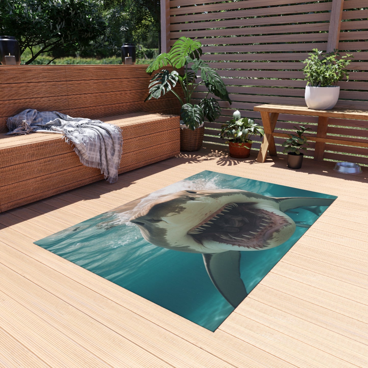 Bull Shark: River Monster Menace - Realistic Dark Water Predator - Outdoor Rug