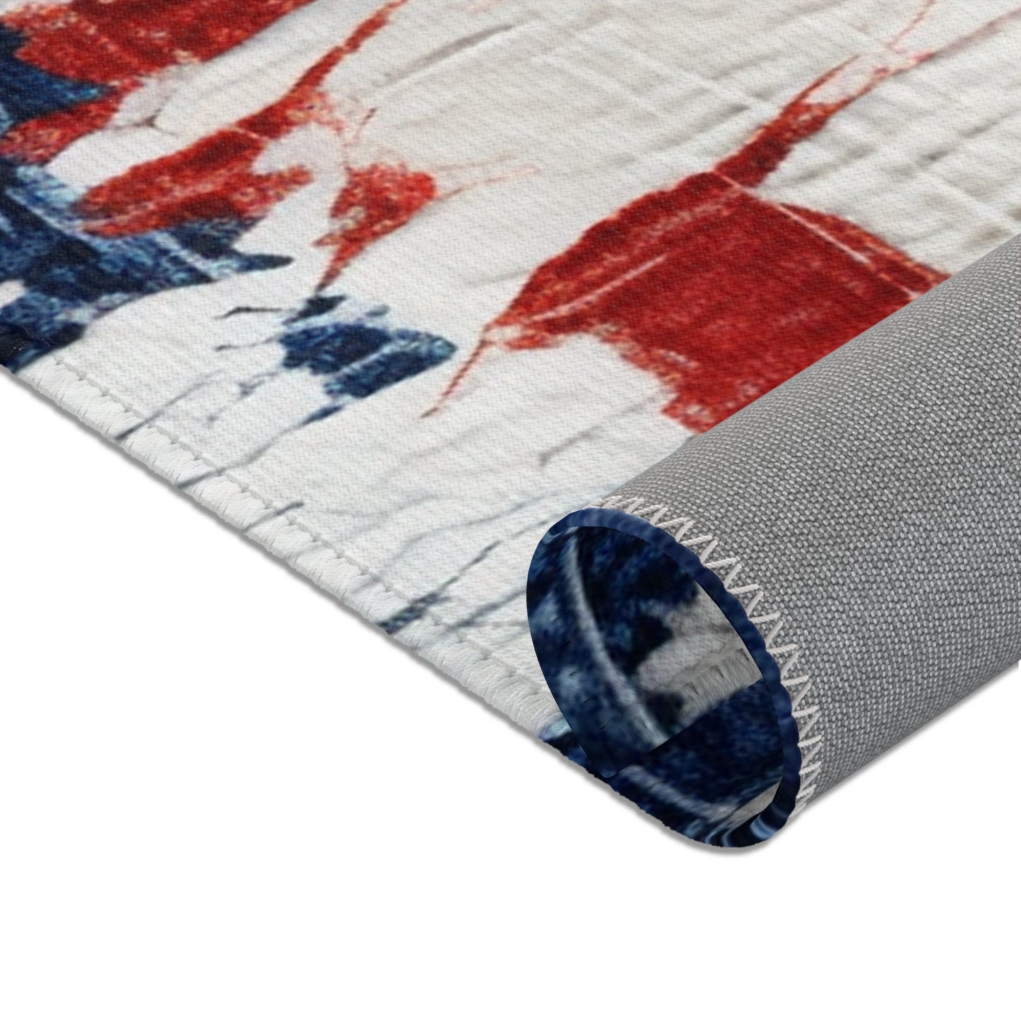 Patriotic Red, White & Blue: Distressed Denim-Style, Torn Fabric - Area Rugs