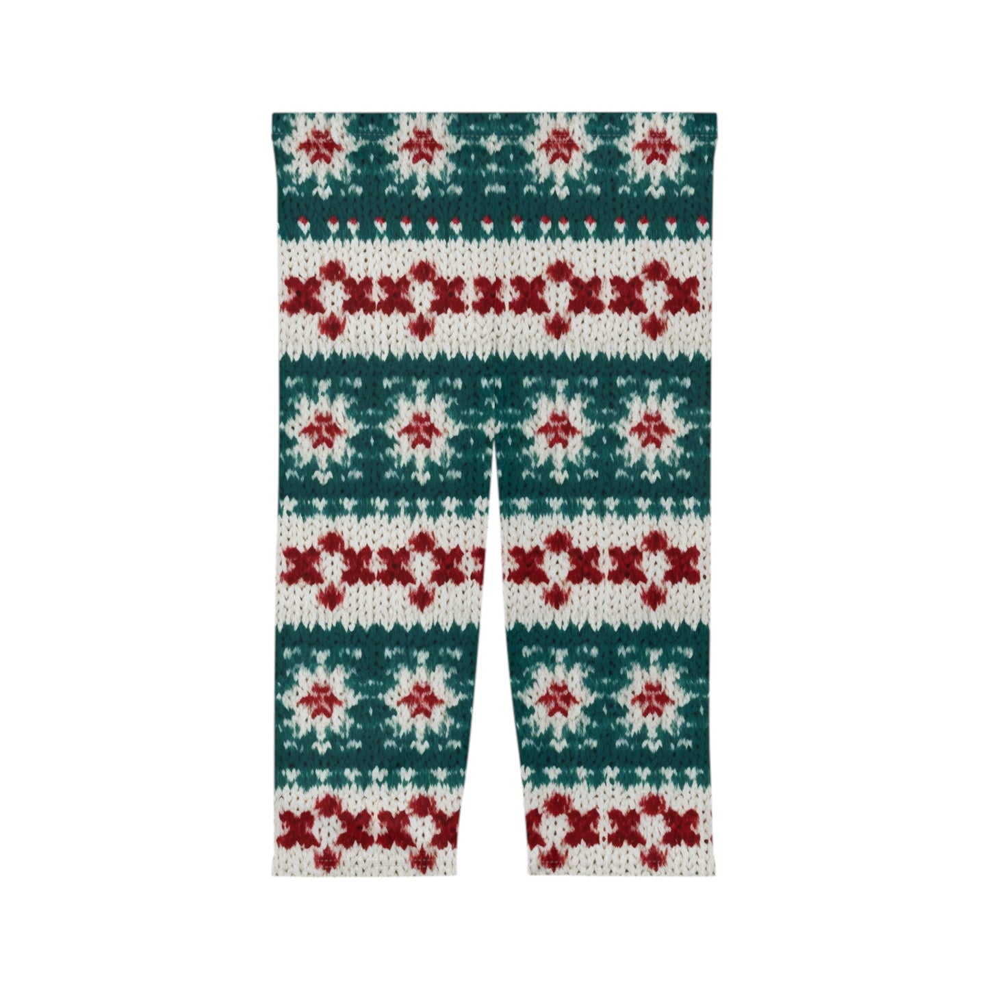 Vacaciones de ganchillo de punto navideño, patrón festivo de Navidad, temporada de invierno - Leggings capri para mujer (AOP)