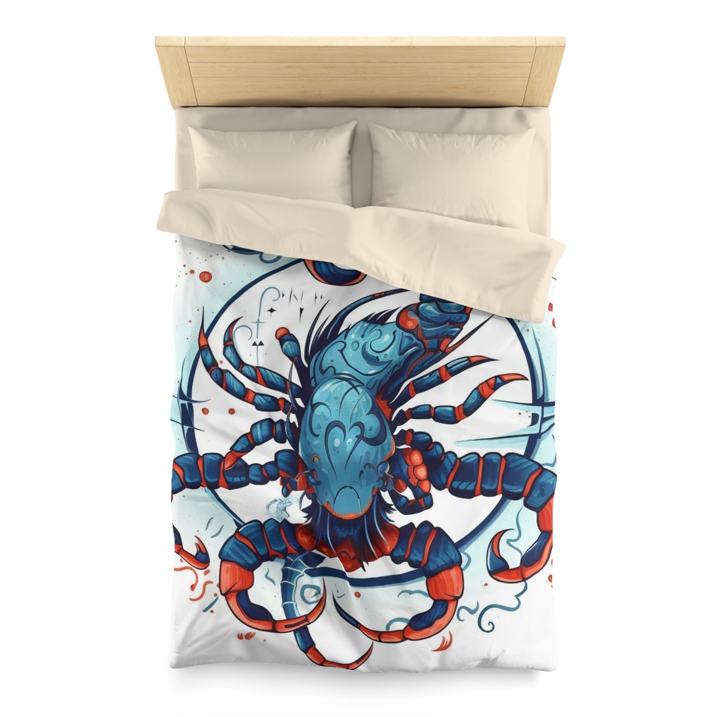 Cute Scorpio Zodiac Sign - Big Claws, Long Tail Cosmic Astrology Symbol - Microfiber Duvet Cover